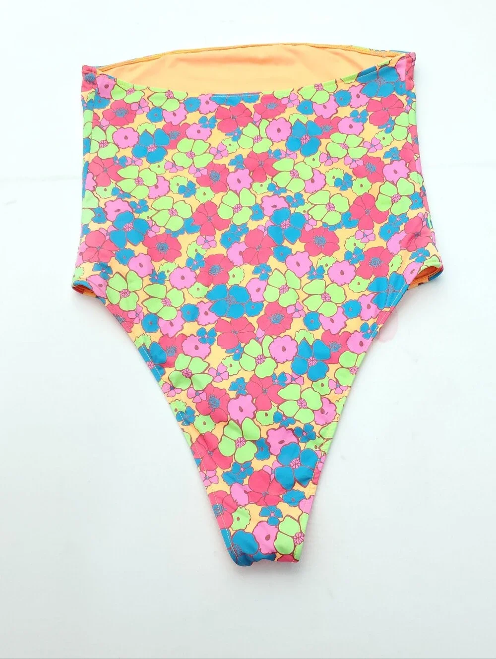 Frankies Bikinis Stella Strapless One Piece Swimsuit Groovy Floral Print Size S